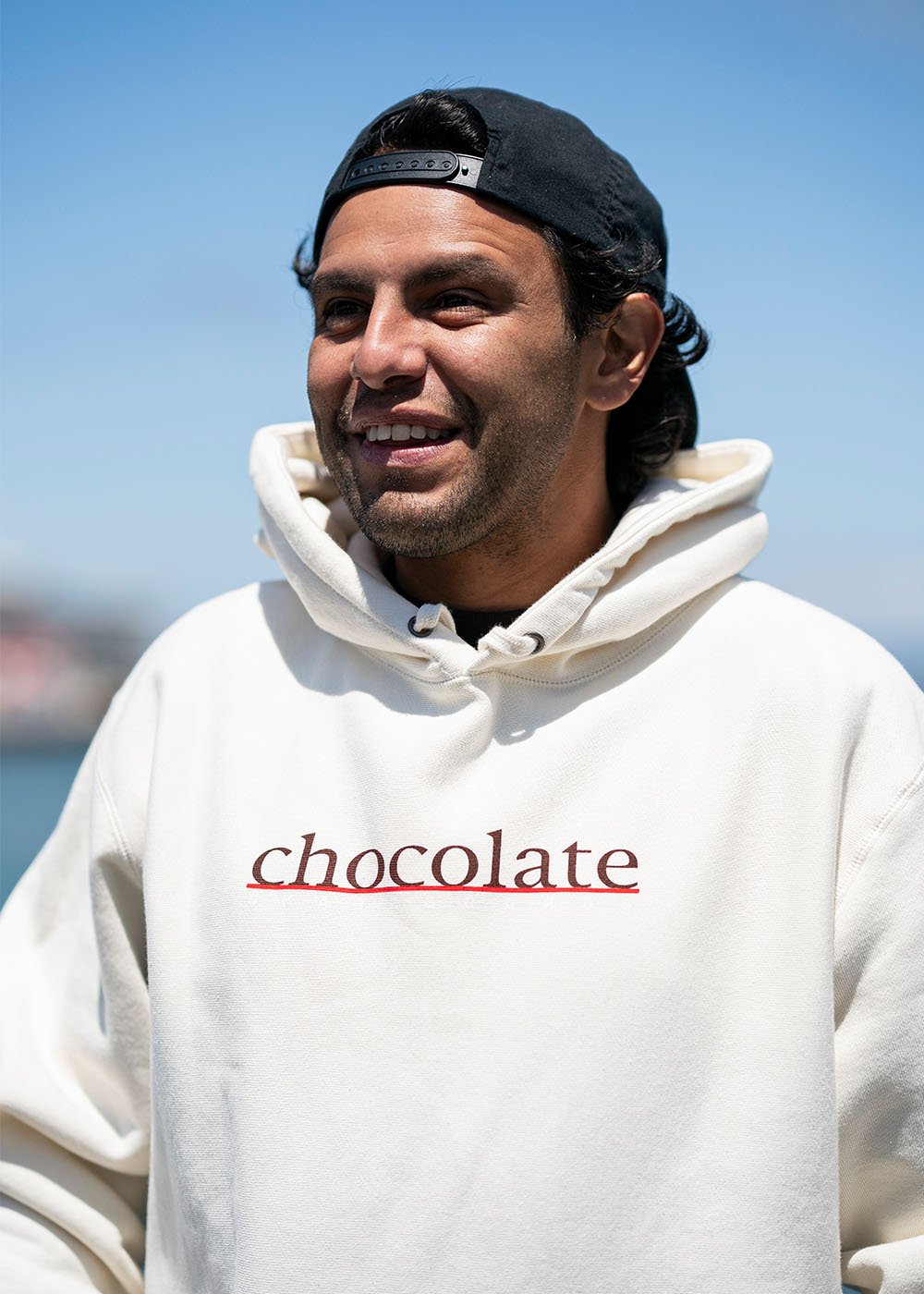 Vincent Alvarez in the Chocolate Bar hoodie